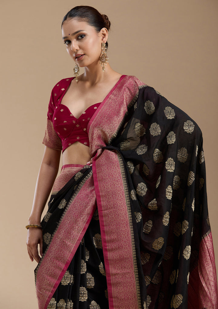 Black Zariwork (Gold) Georgette Silk_Saree