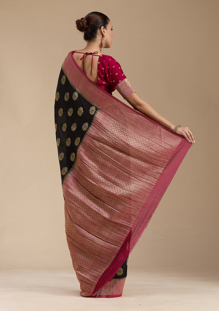 Black Zariwork (Gold) Georgette Silk_Saree