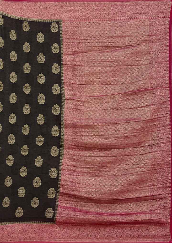 Black Zariwork (Gold) Georgette Silk_Saree