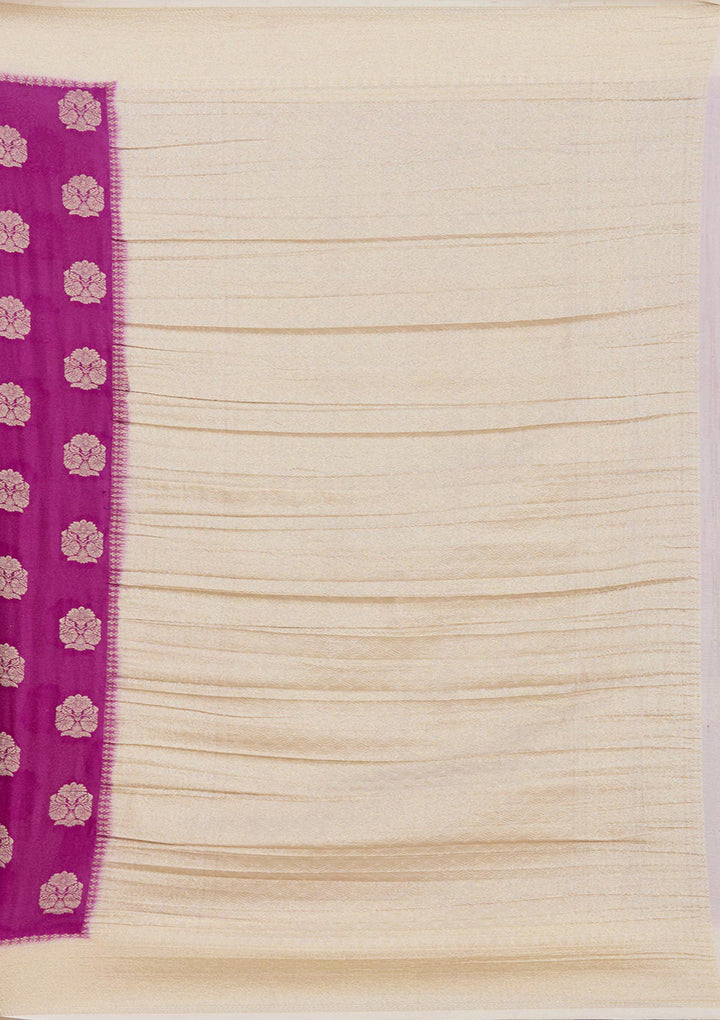 Wine Zariwork (Gold) Georgette Silk Saree