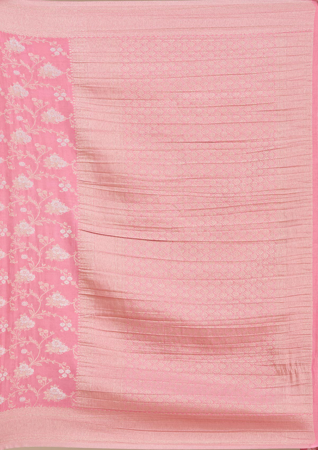 Pink Zariwork (Gold) Georgette Silk Saree