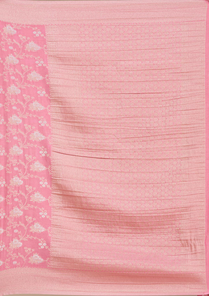 Pink Zariwork (Gold) Georgette Silk Saree