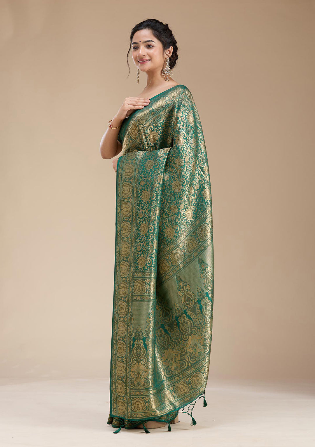Bottle Green Banarasi Silk Saree