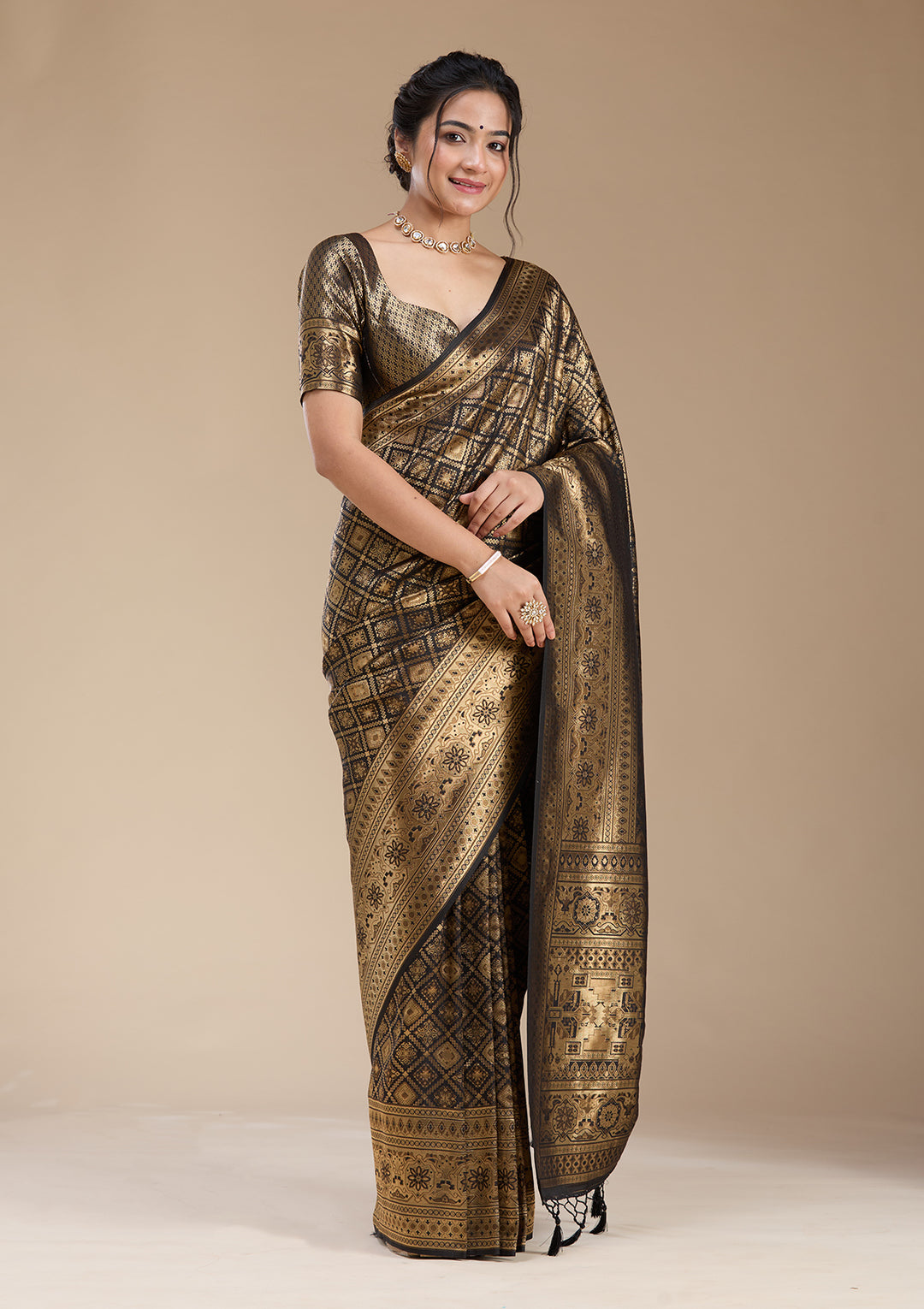 Black Banarasi Silk Saree