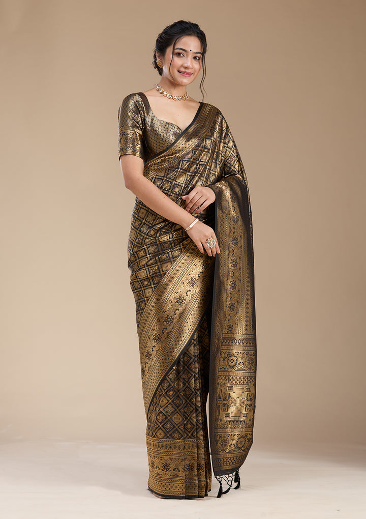 Black Banarasi Silk Saree