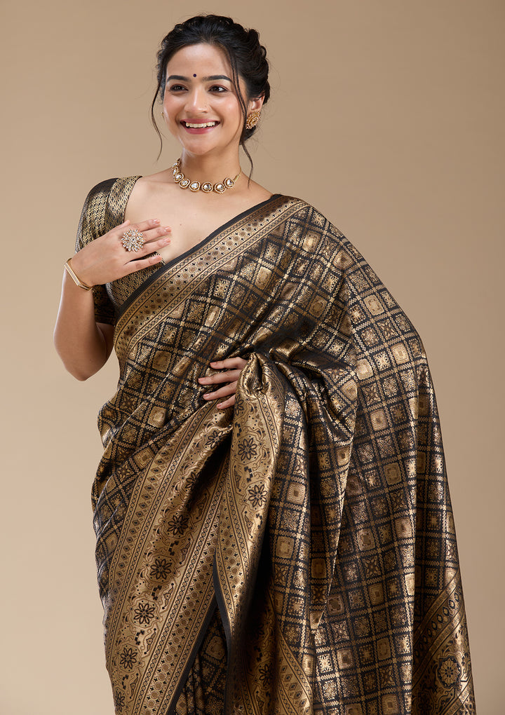 Black Banarasi Silk Saree
