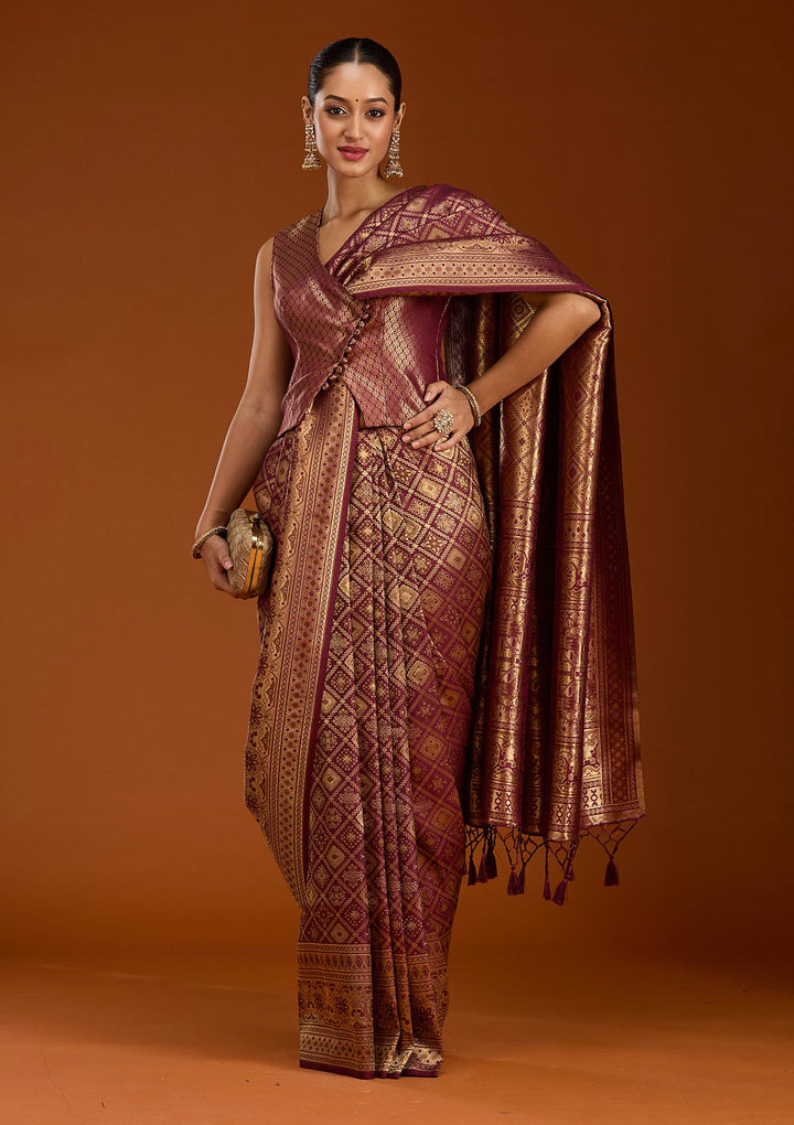 Maroon Zariwork Art Silk Saree