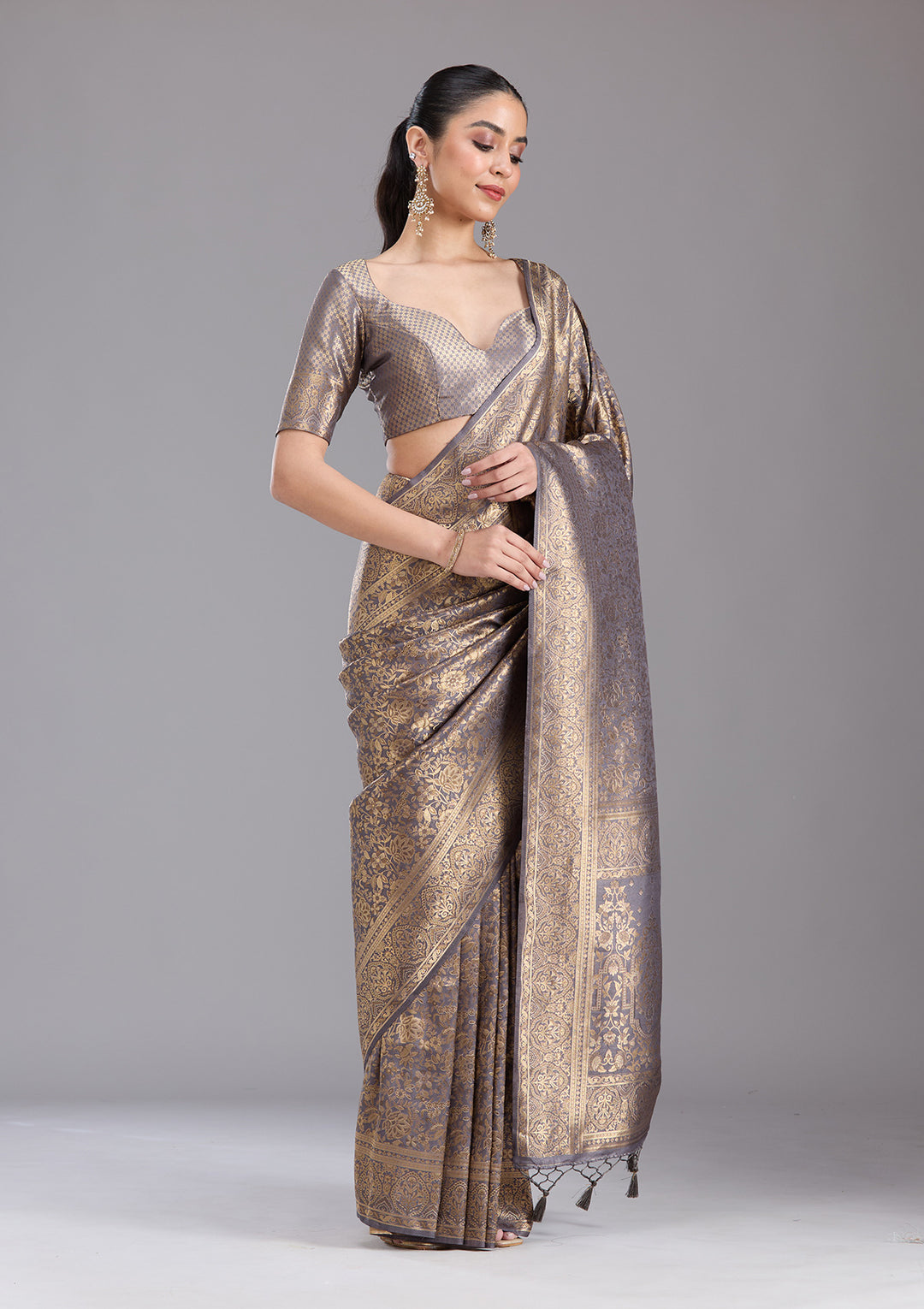 Lavender Zariwork Art Silk Saree