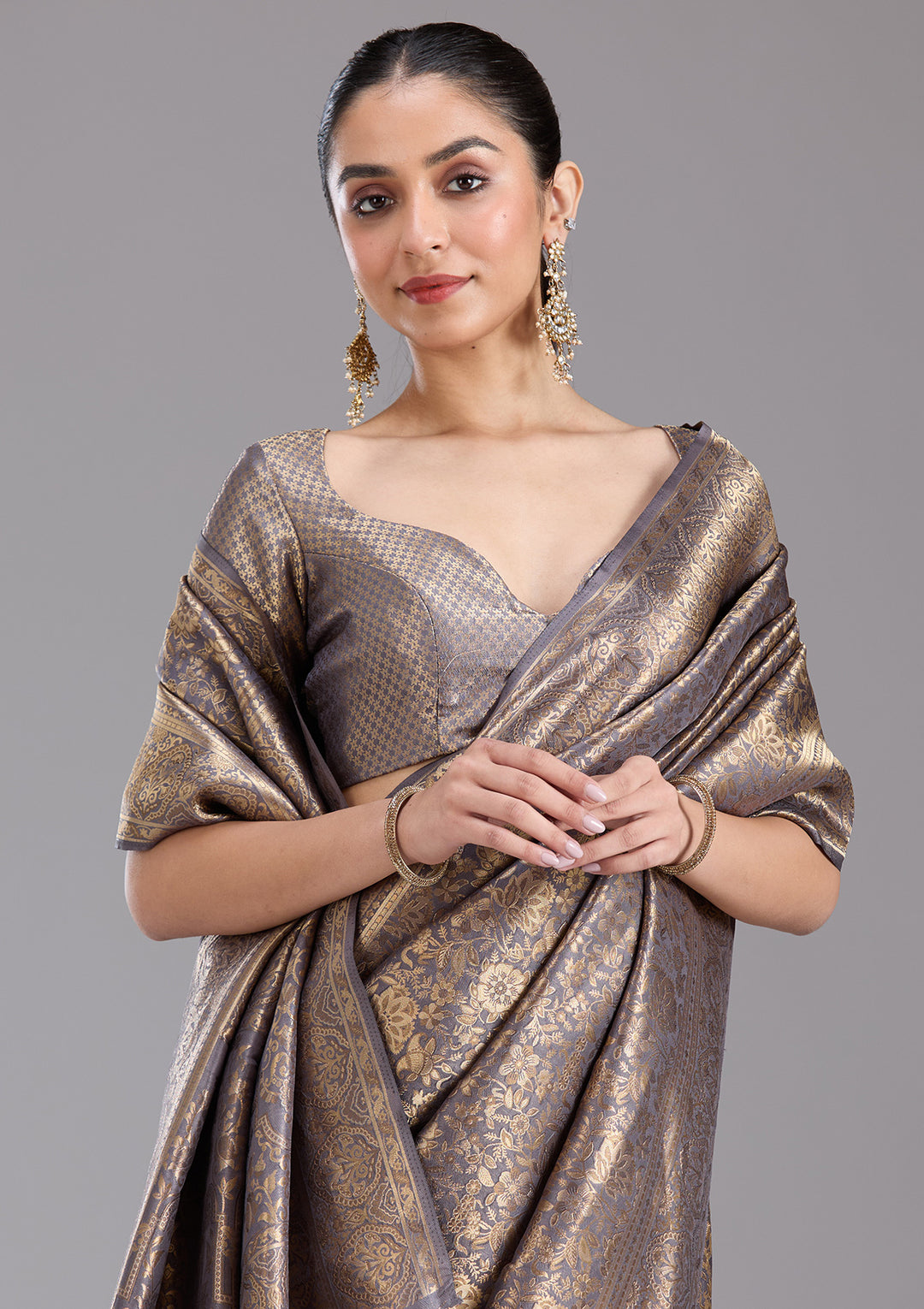Lavender Zariwork Art Silk Saree