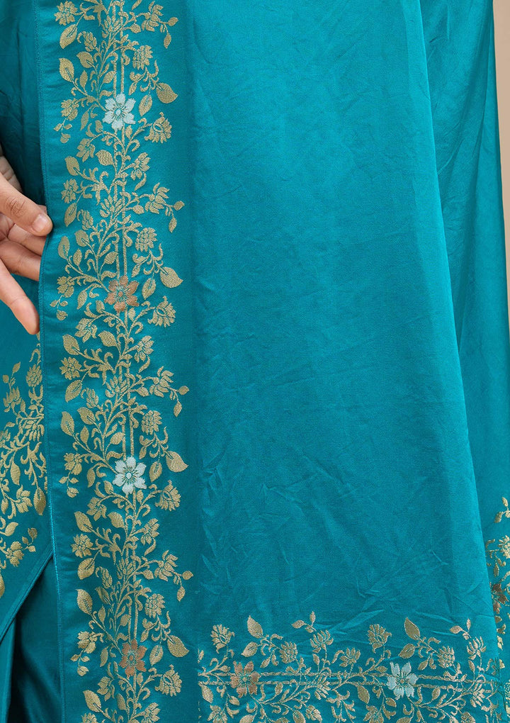 Peacock Blue Banarasi Silk Saree