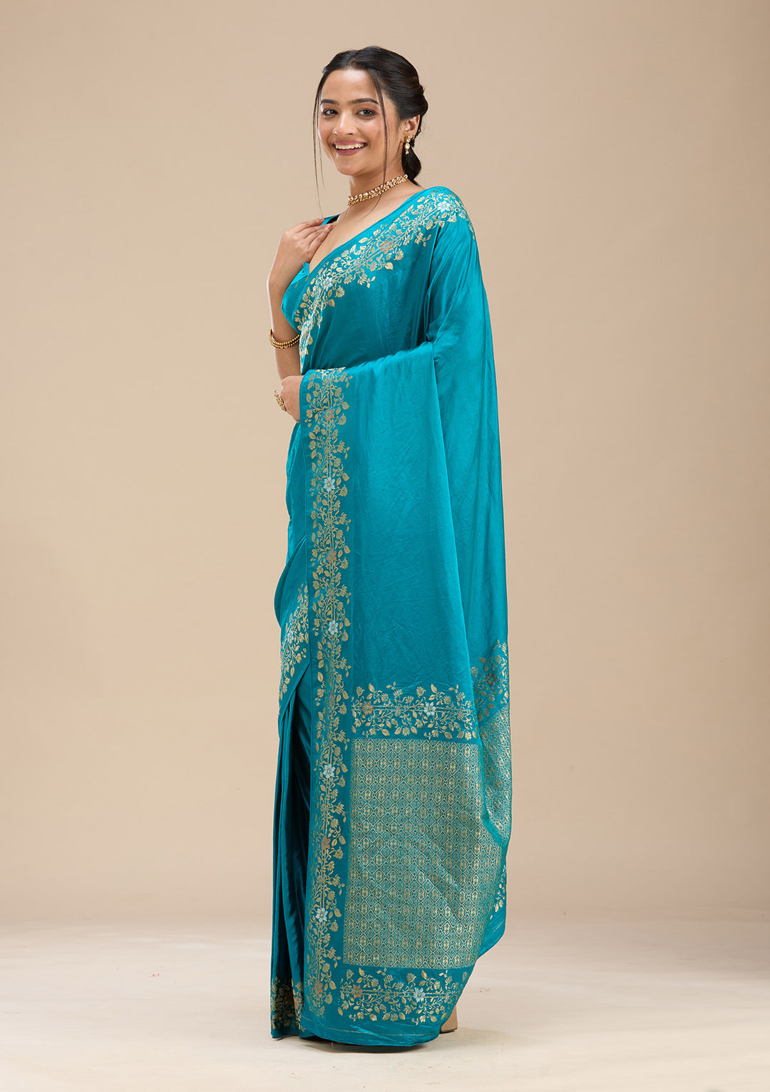 Peacock Blue Banarasi Silk Saree