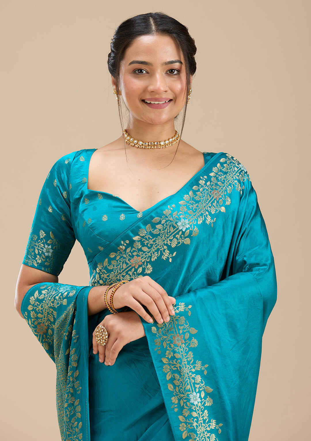 Peacock Blue Banarasi Silk Saree