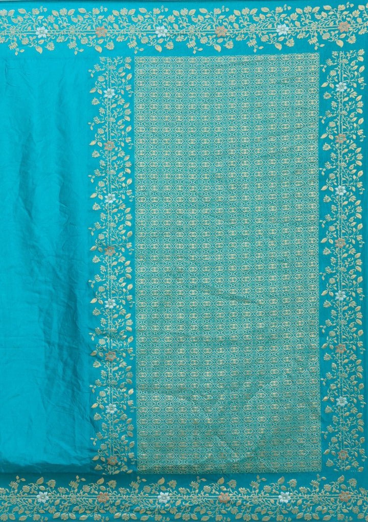 Peacock Blue Banarasi Silk Saree
