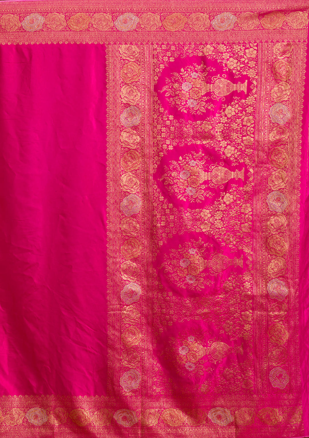 Rani Pink Zariwork Crepe Silk Saree
