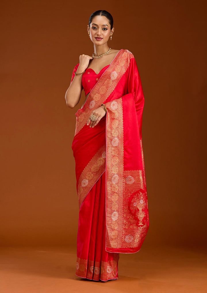 Red Zariwork Crepe Silk Saree