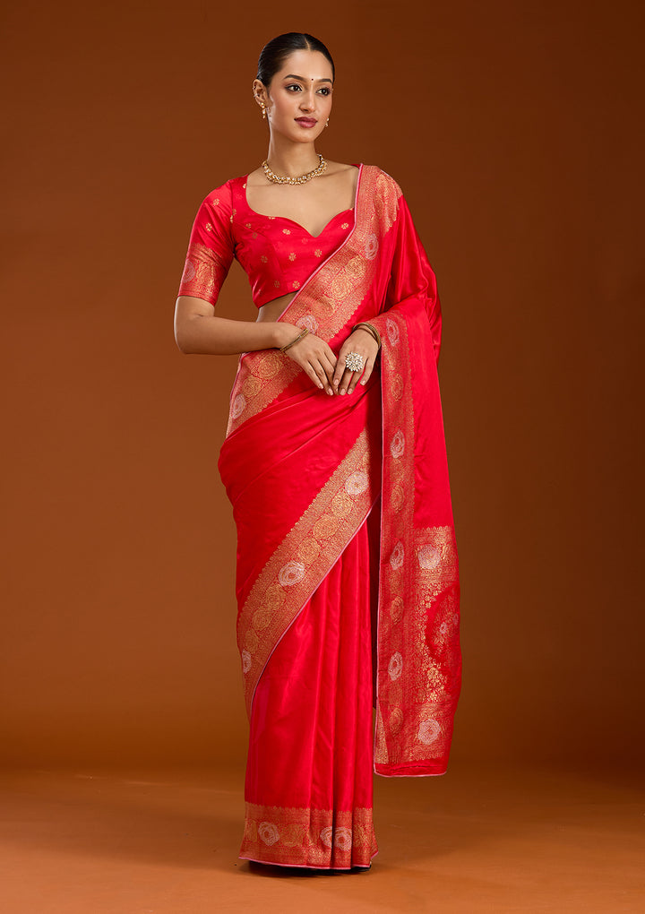 Red Zariwork Crepe Silk Saree