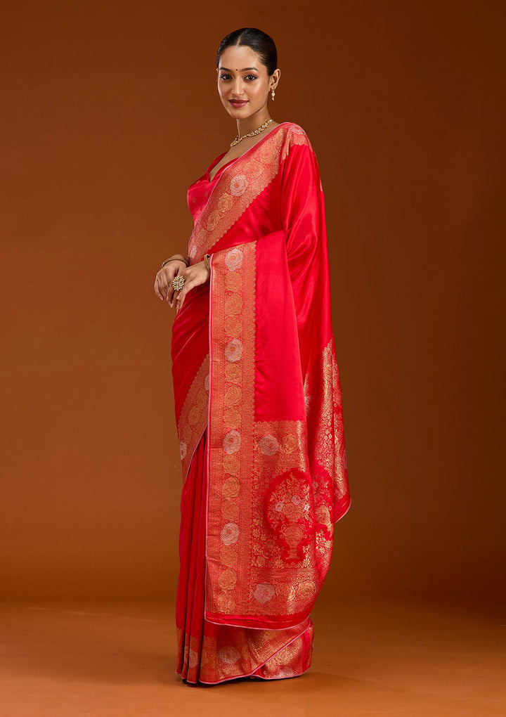 Red Zariwork Crepe Silk Saree