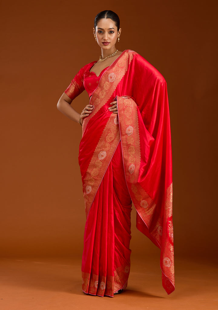 Red Zariwork Crepe Silk Saree