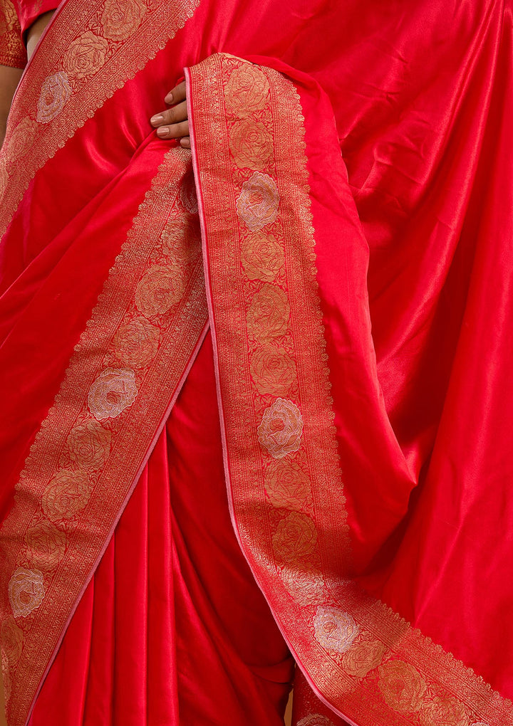 Red Zariwork Crepe Silk Saree