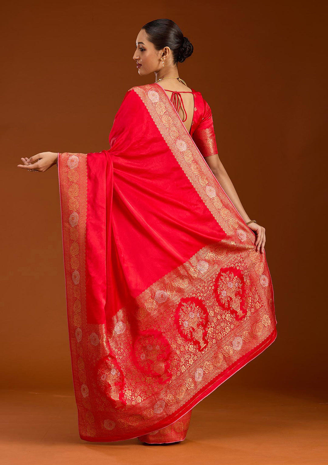 Red Zariwork Crepe Silk Saree