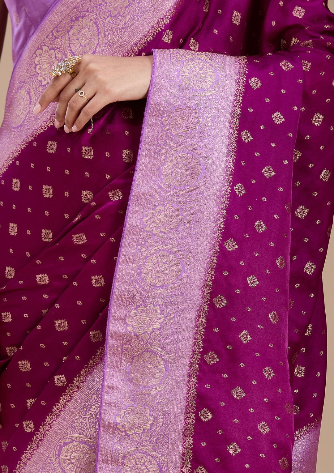 Purple Banarasi Satin Silk_Saree