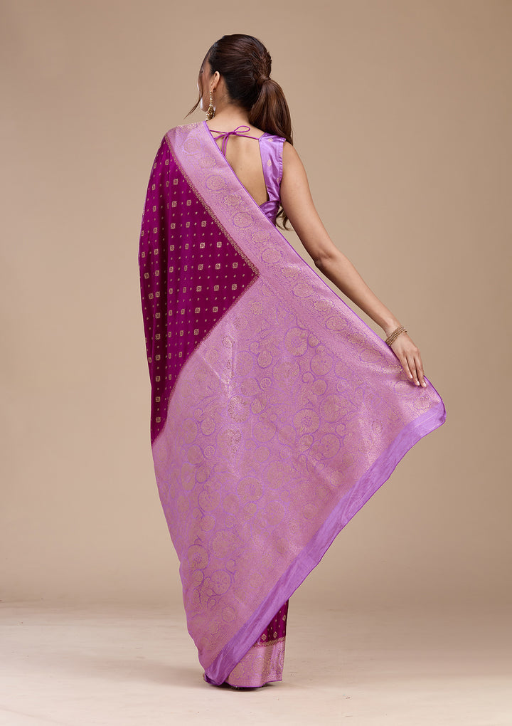 Purple Banarasi Satin Silk_Saree