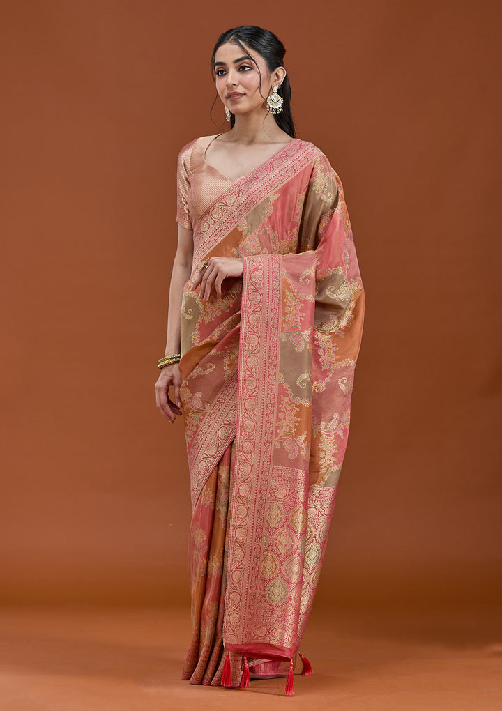 Pink Cutdana Chiffon Silk_Saree