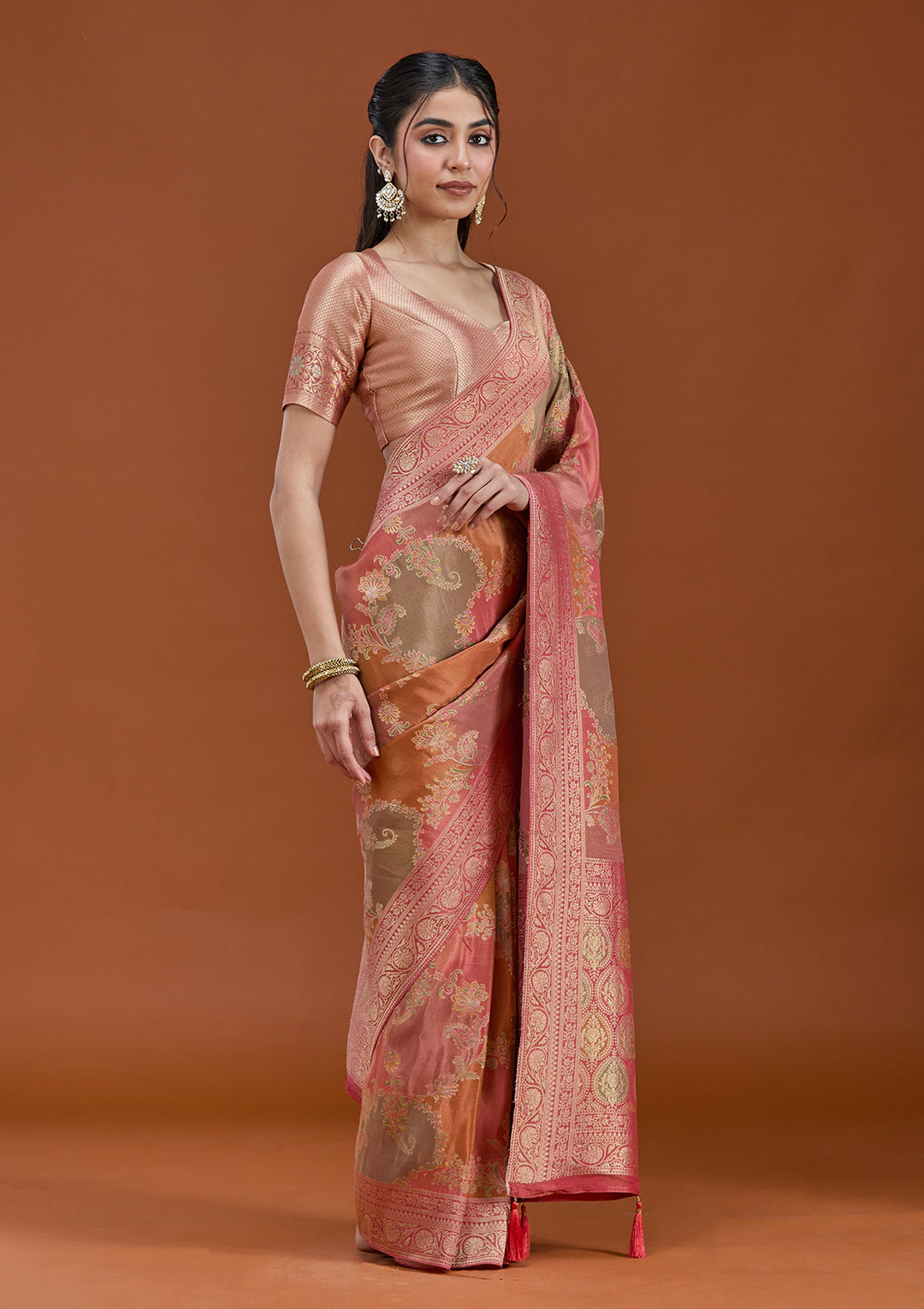 Pink Cutdana Chiffon Silk_Saree