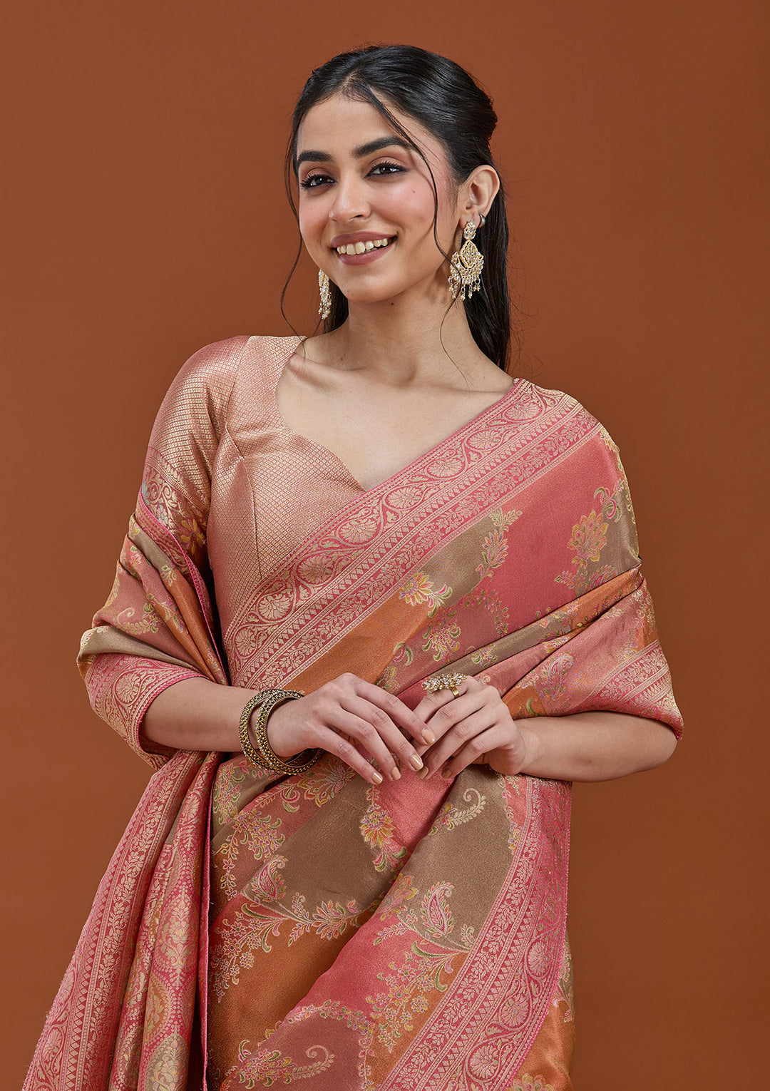 Pink Cutdana Chiffon Silk_Saree