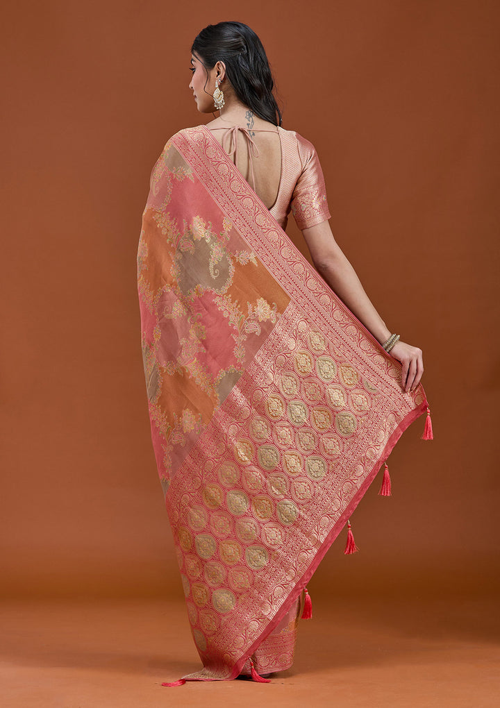 Pink Cutdana Chiffon Silk_Saree