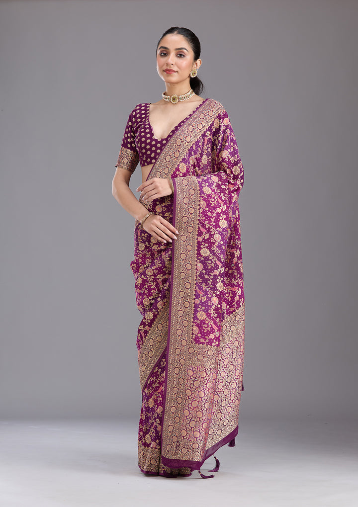 Purple Banarasi Silk Saree