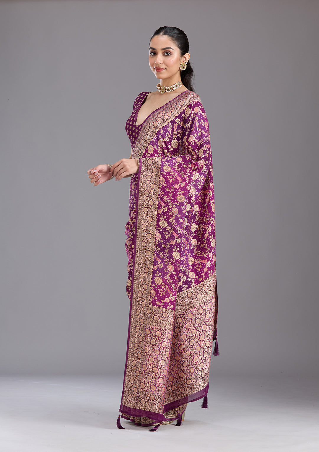 Purple Banarasi Silk Saree
