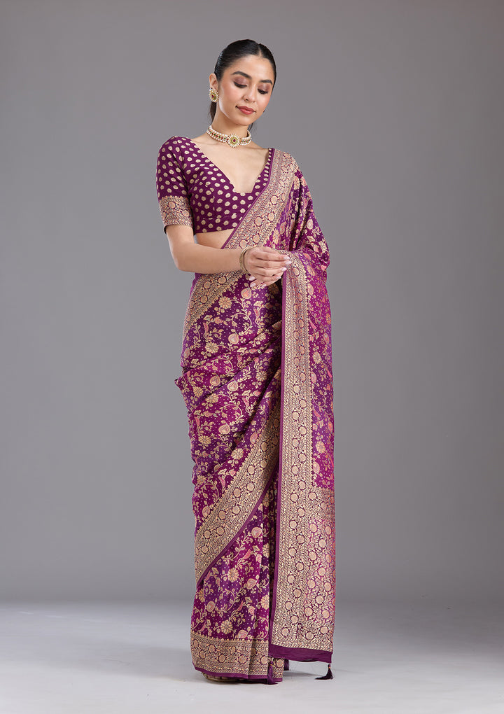 Purple Banarasi Silk Saree