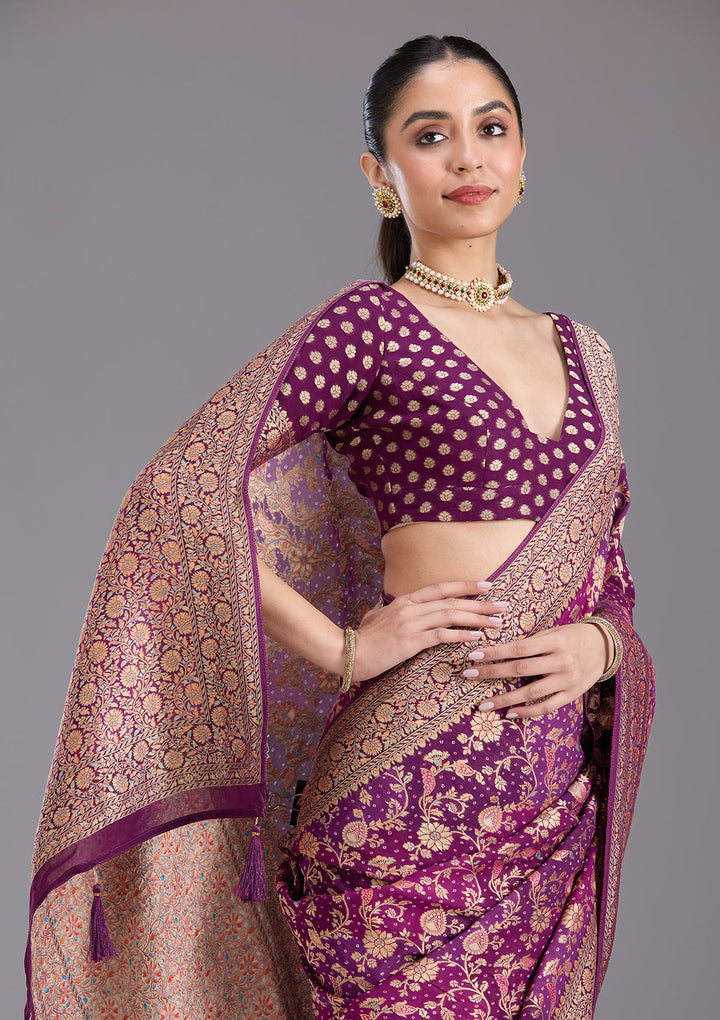 Purple Banarasi Silk Saree