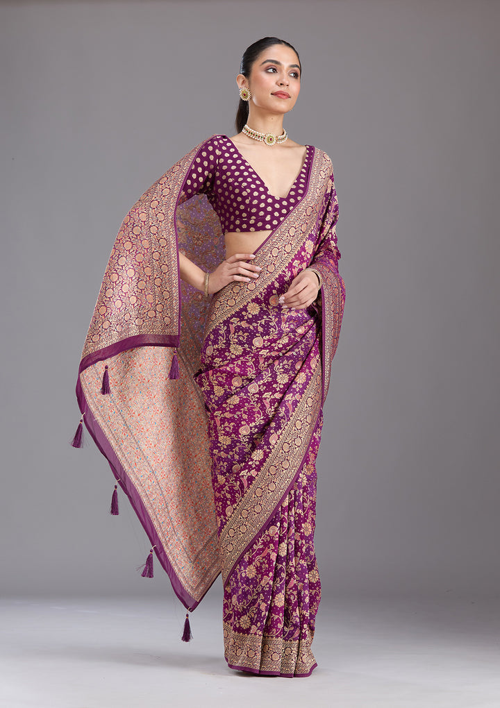 Purple Banarasi Silk Saree