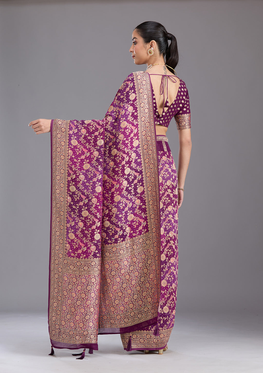 Purple Banarasi Silk Saree