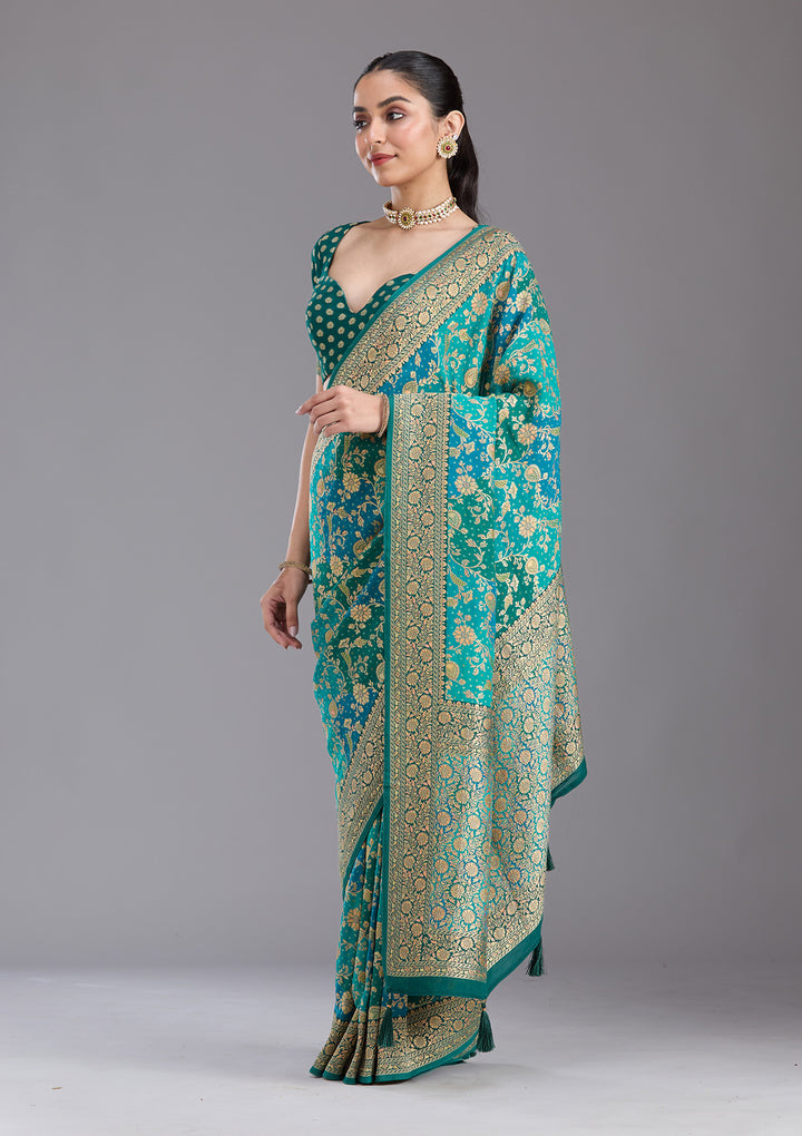 Rama Green Banarasi Silk Saree