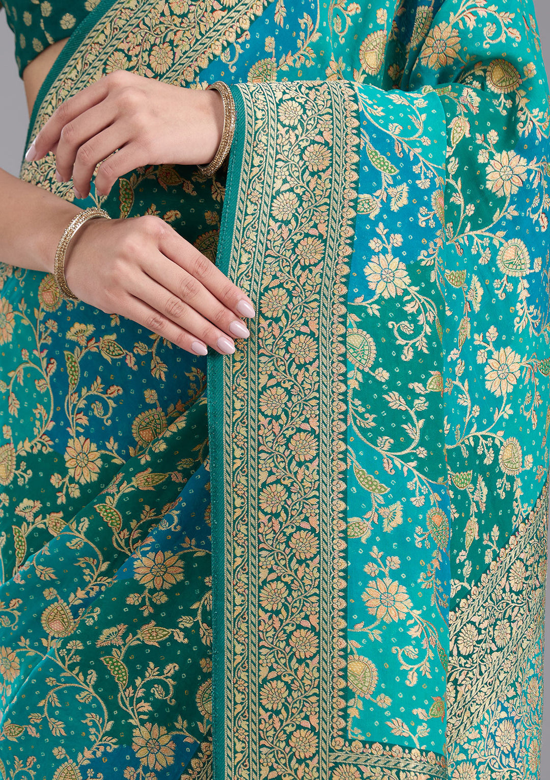 Rama Green Banarasi Silk Saree