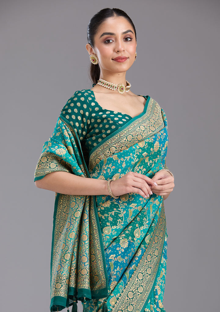 Rama Green Banarasi Silk Saree
