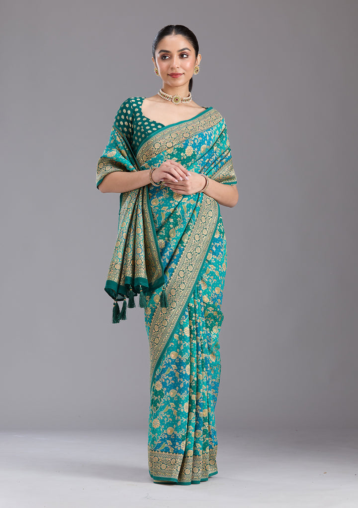 Rama Green Banarasi Silk Saree