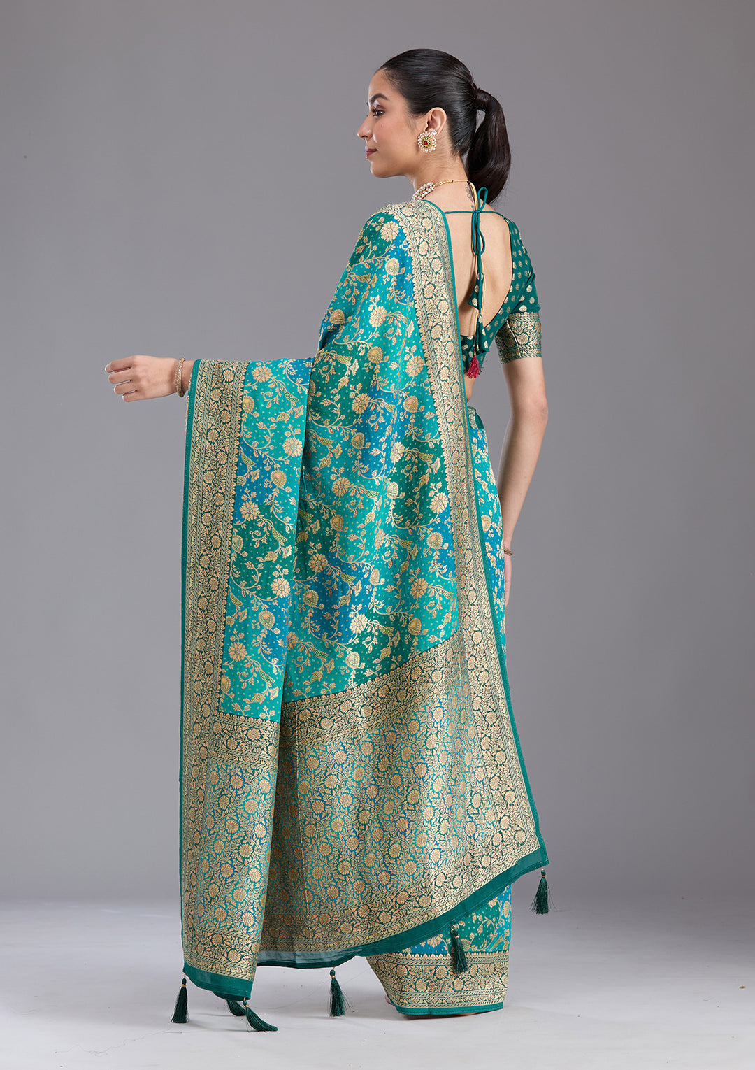 Rama Green Banarasi Silk Saree