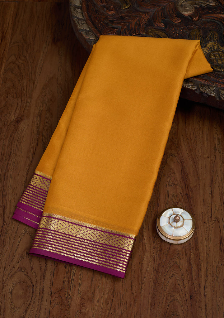 Mustard Zariwork Pure Crepe Silk Saree