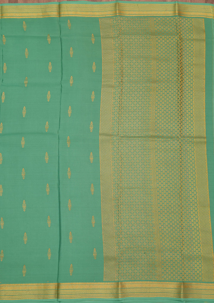 Sea Green Zariwork Pure Crepe Silk Saree