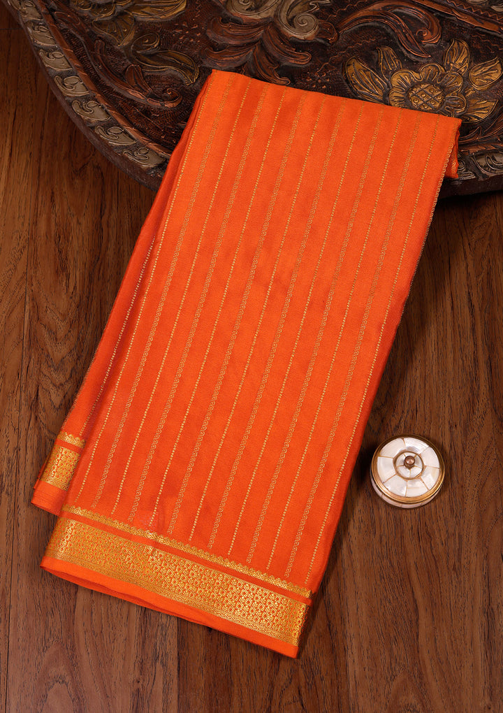 Orange Zariwork Pure Crepe Silk_Saree