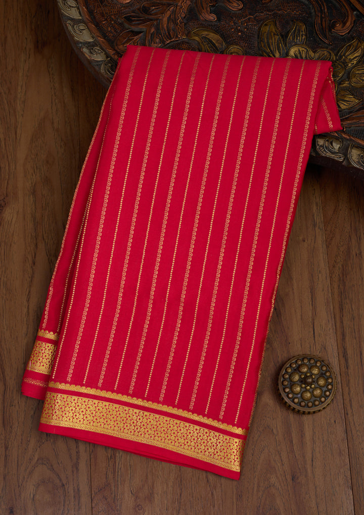 Red Zariwork Pure Crepe Silk Saree