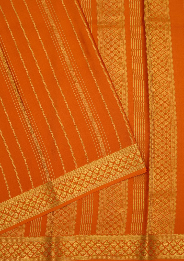 Orange Zariwork Pure Crepe Silk Saree