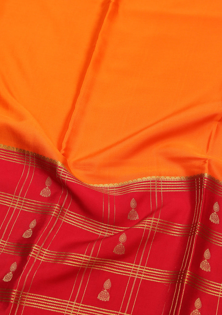 Orange Zariwork Pure Crepe Silk Saree