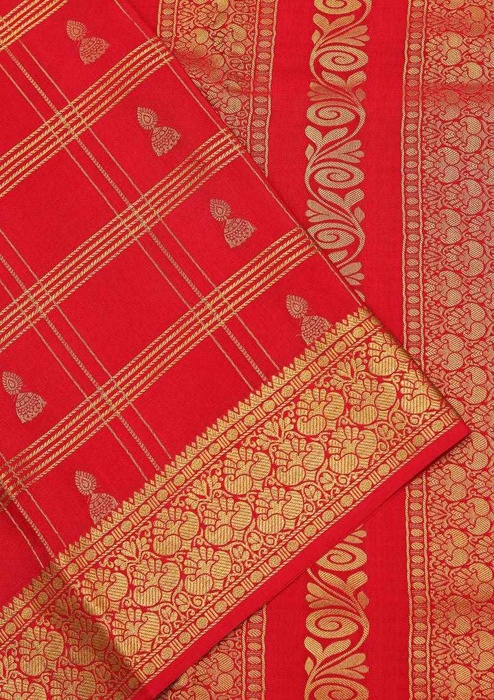 Orange Zariwork Pure Crepe Silk Saree