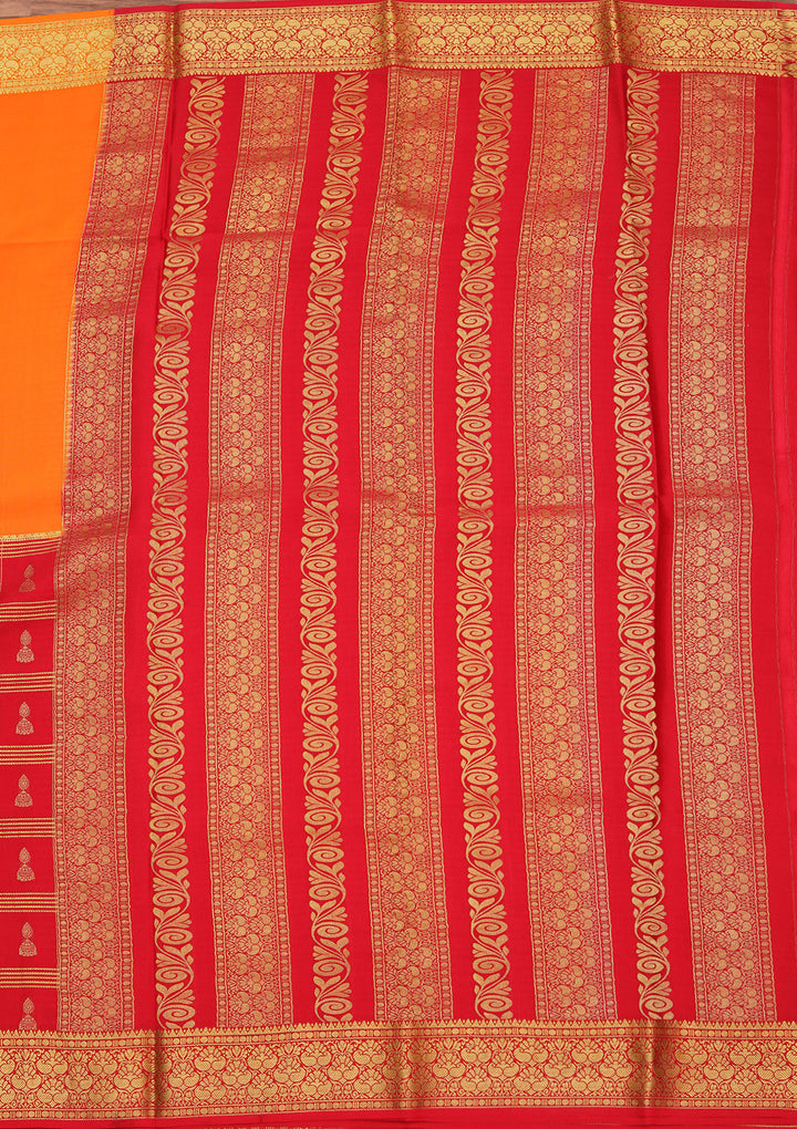 Orange Zariwork Pure Crepe Silk Saree