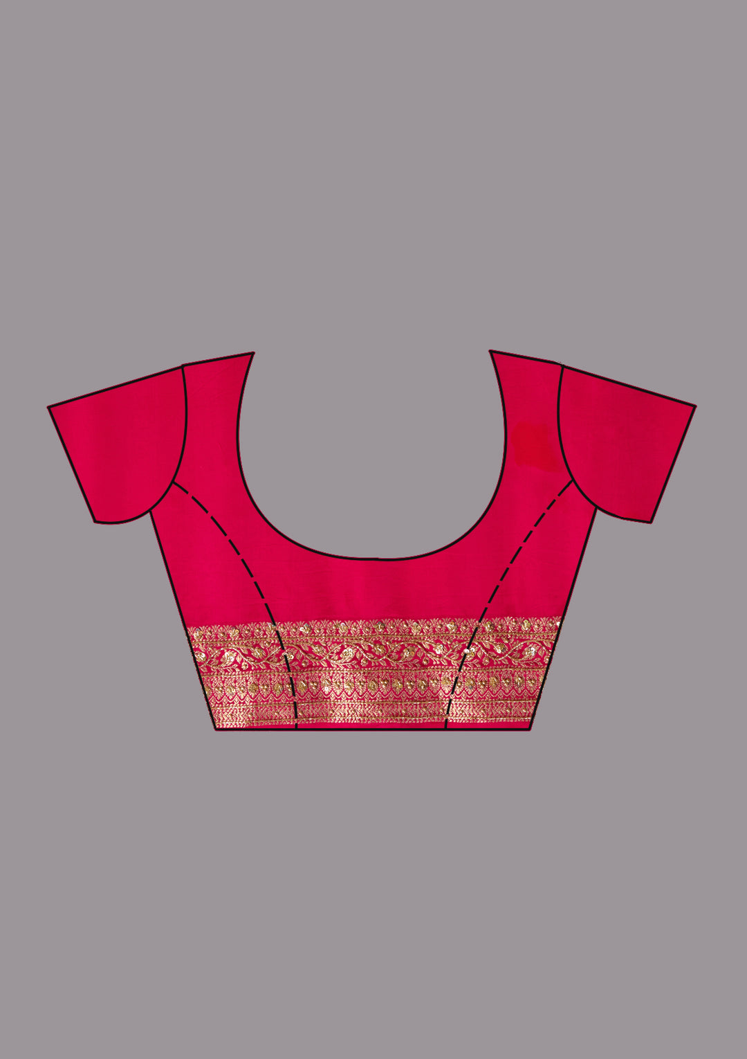 Rani Pink Aariwork Silk Saree